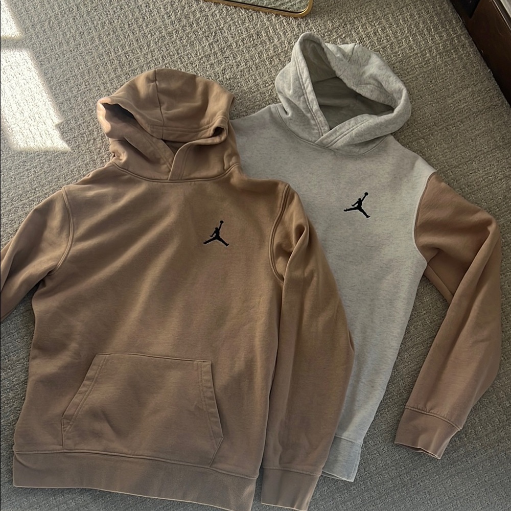 Jordan Boys Tan Hoodie and Heather Gray Hoodie